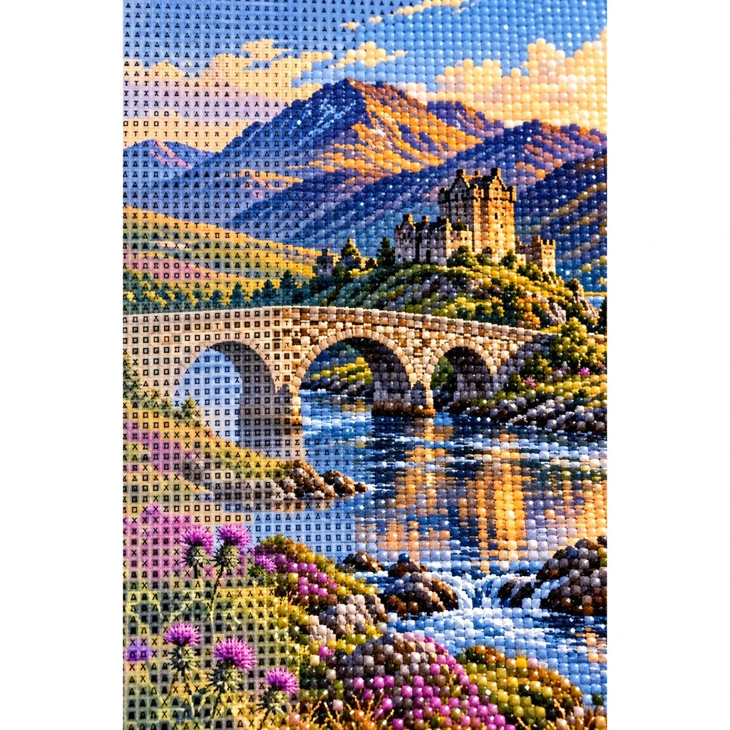 Scottish Highland Stone Bridge diamond and canvas detail