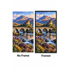 Scottish Highland Stone Bridge No Frame and Framed comparison
