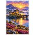 Scottish Isle Castle Sunrise original artwork on white