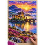 Scottish Isle Castle Sunrise diamond painting process