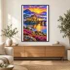 Scottish Isle Castle Sunrise finished artwork in home décor