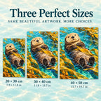 Three size options for the sea otter kelp diamond painting: 20 × 30, 30 × 40, and 40 × 50 cm