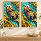 Framed and no-frame options for the sea otter kelp diamond painting