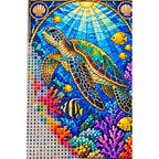 Sea Turtle Coral Reef Diamond Painting Kit — canvas and drill material detail