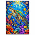 Sea Turtle Coral Reef Diamond Painting Kit — finished diamond painting on white background
