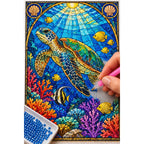 Sea Turtle Coral Reef Diamond Painting Kit — diamond painting application process