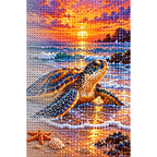 Sea Turtle Sunset Diamond Painting Kit diamond and canvas detail