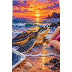 Sea Turtle Sunset Diamond Painting Kit diamond placement process