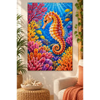 Seahorse Coral Garden Diamond Painting Kit — finished diamond painting in a home setting
