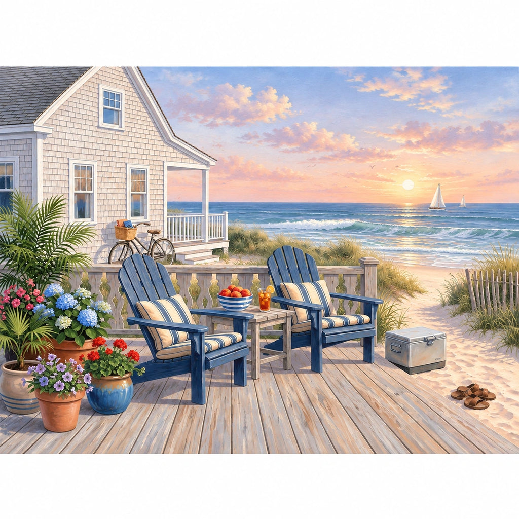 Seaside Cottage Beach Diamond Painting Kit finished landscape diamond painting product