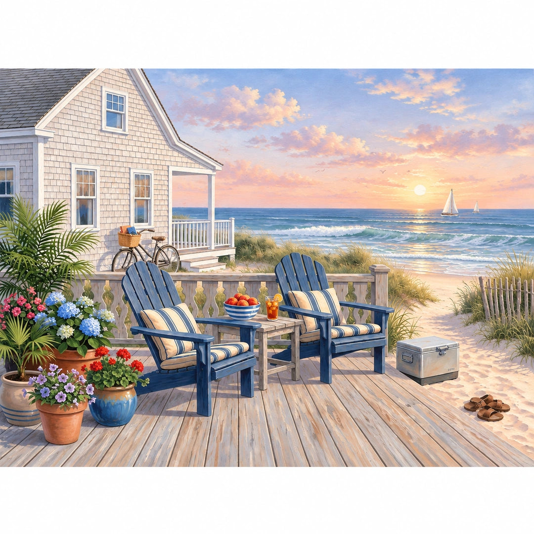 Seaside Cottage Beach Diamond Painting Kit finished landscape diamond painting product