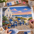 Seaside Cottage Beach Diamond Painting Kit diamond painting process