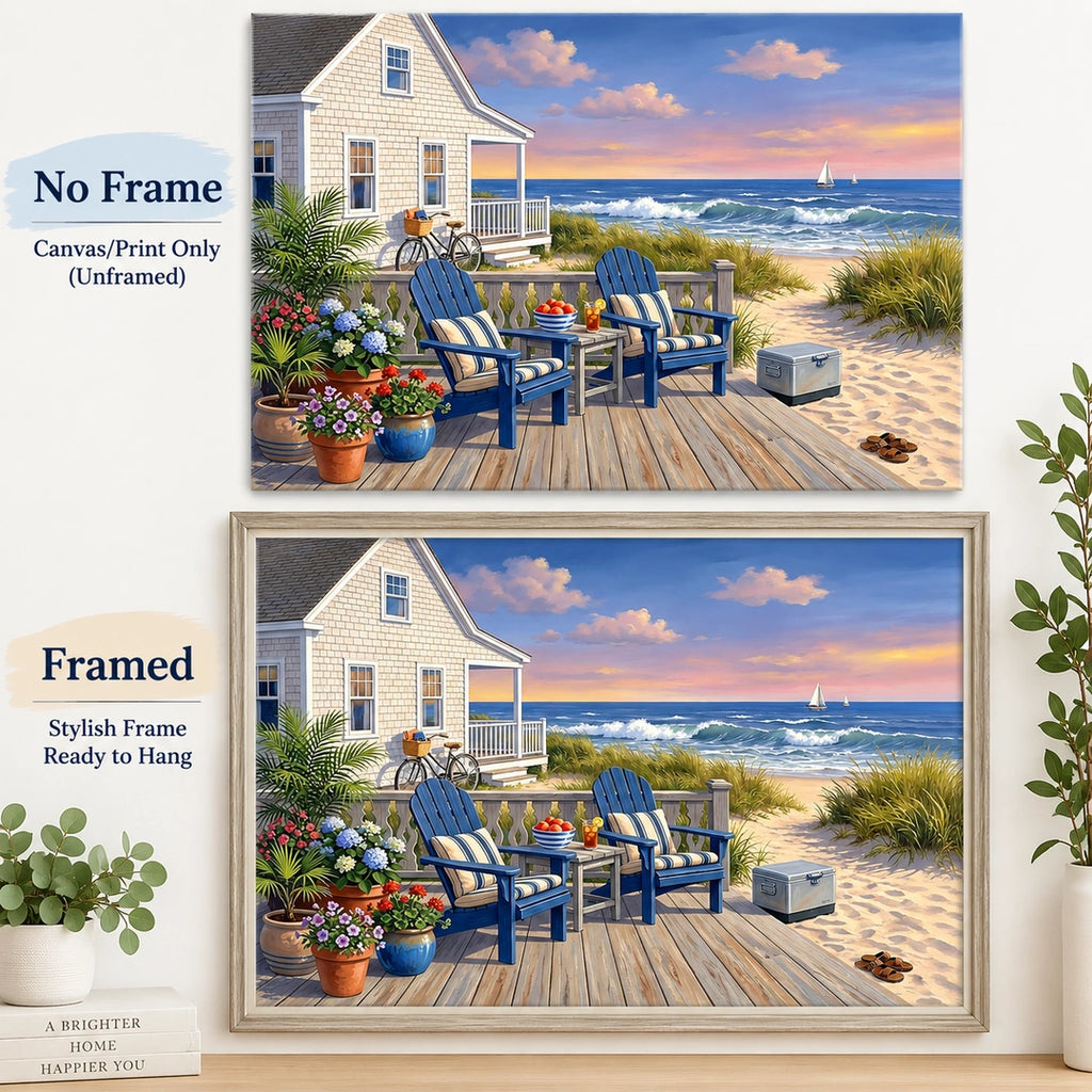 Seaside Cottage Beach Diamond Painting Kit diamond painting No Frame and Framed options