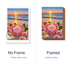 Seaside Pink Roses Diamond Painting Kit frame view