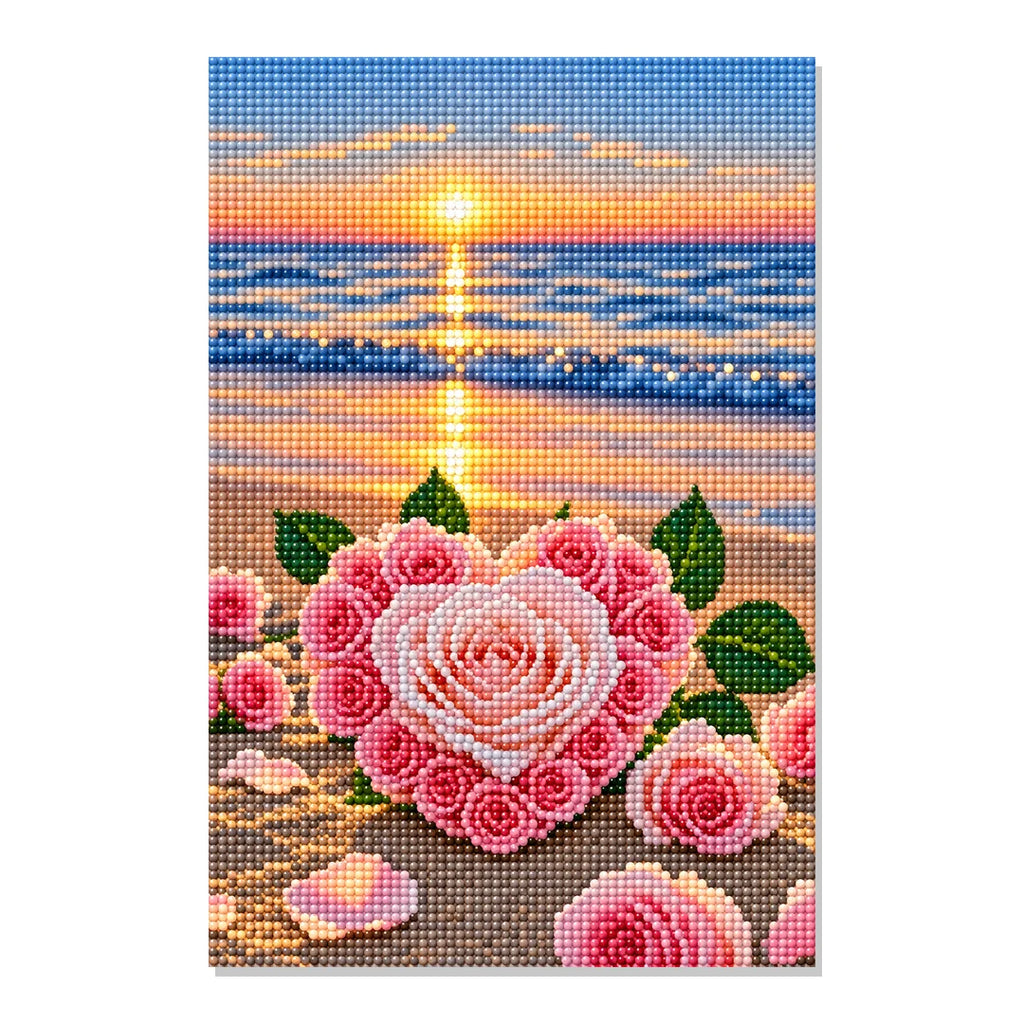 Seaside Pink Roses Diamond Painting Kit hero view