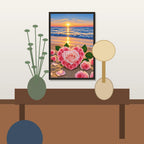Seaside Pink Roses Diamond Painting Kit lifestyle view