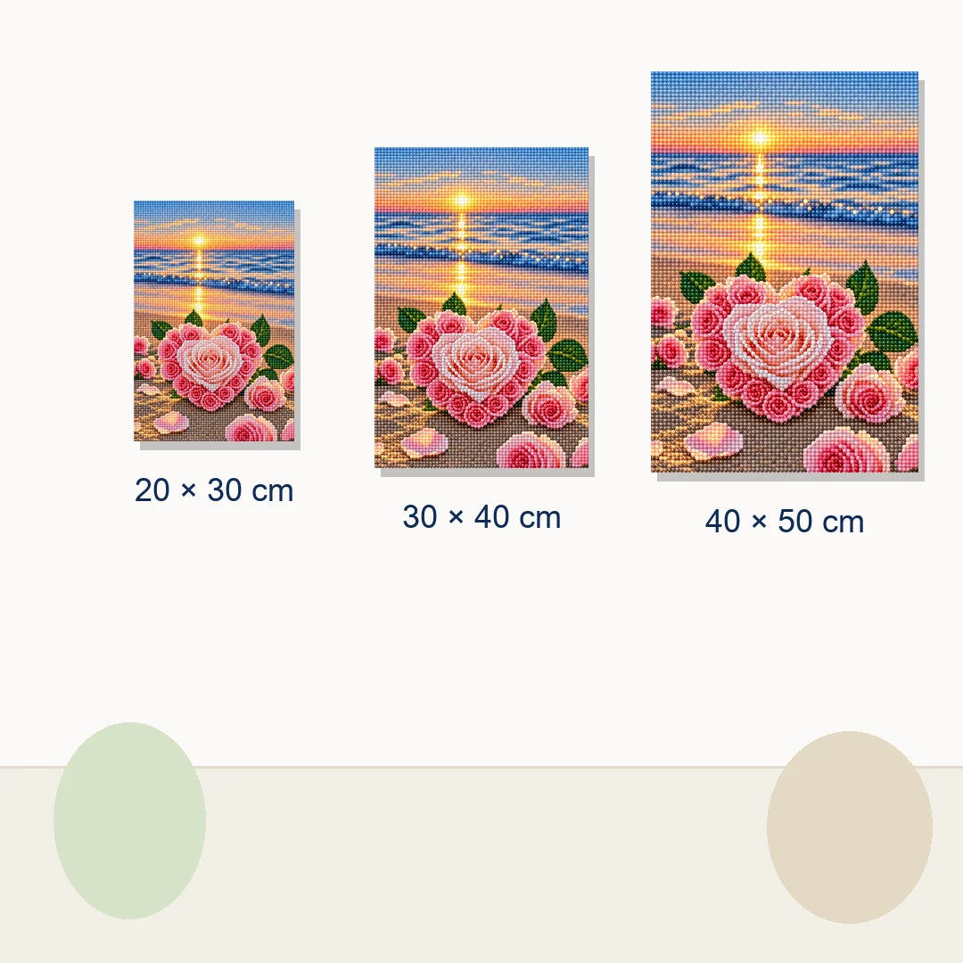 Seaside Pink Roses Diamond Painting Kit size view