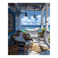 Original landscape artwork for Seaside Porch Sanctuary Diamond Painting Kit