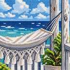 Close-up drill detail of the Seaside Porch Sanctuary diamond painting