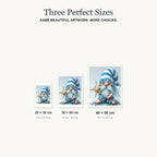 Size guide for Seaside Starfish Gnome Diamond Painting Kit: 20 × 30 cm, 30 × 40 cm and 40 × 50 cm.