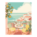 Seaside Terrace with Lemons completed artwork on a clean white background