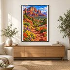 Sedona Red Rock Wildflowers finished artwork in home décor