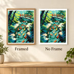 Framed and no-frame comparison for Serene Koi Crossing artwork.
