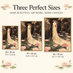 Size guide for Serene Lotus Gown Diamond Painting Kit: 20 × 30 cm, 30 × 40 cm, and 40 × 50 cm.