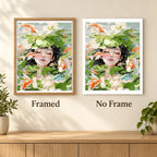 Framed and no-frame comparison for Serene Pond Reflection artwork.
