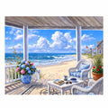 Coastal beach porch landscape diamond painting finished product