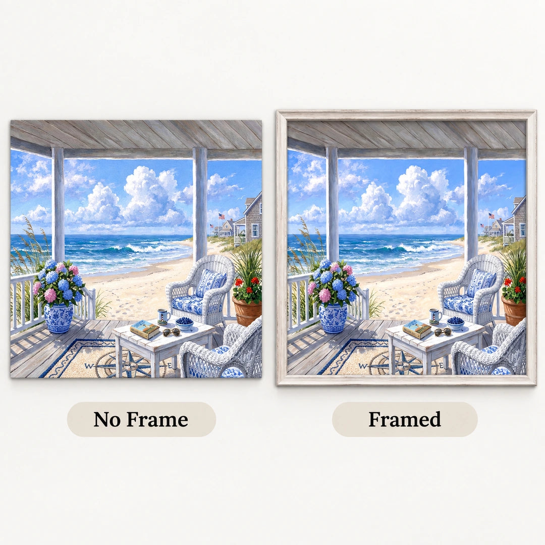 Coastal beach porch landscape diamond painting No Frame and Framed options
