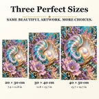 Shell Cameo and Pearls diamond painting in 20 by 30, 30 by 40, and 40 by 50 centimeter sizes