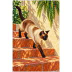 Finished white-background diamond painting of Siamese Terracotta Steps
