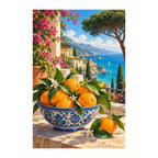 White-background original artwork of sicilian ceramic oranges