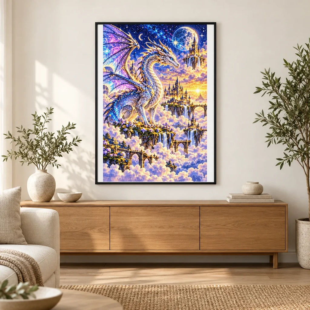 Silver Dragon Cloud City finished artwork in home décor