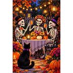 Skeleton Couple Garden Party — original artwork on a clean white background