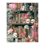 Skulls and Flowers Bookshelf completed artwork on a clean white background