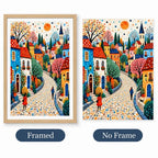 Side-by-side comparison of framed and no-frame diamond painting options
