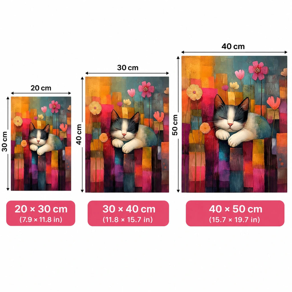 Sleeping Cat Flowers Diamond Painting Kit diamond detail