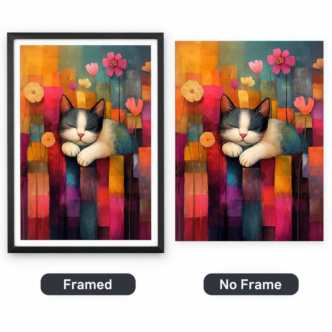 Sleeping Cat Flowers Diamond Painting Kit lifestyle scene