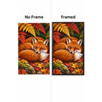 Sleeping Fox Autumn Ferns Diamond Painting Kit No Frame and Framed comparison