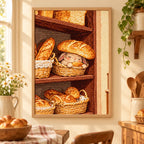 Sleepy bunny in a bread basket diamond painting displayed as home decor