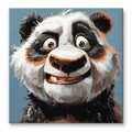 Smiling Panda Portrait paint by numbers artwork on a front-facing canvas against a white background