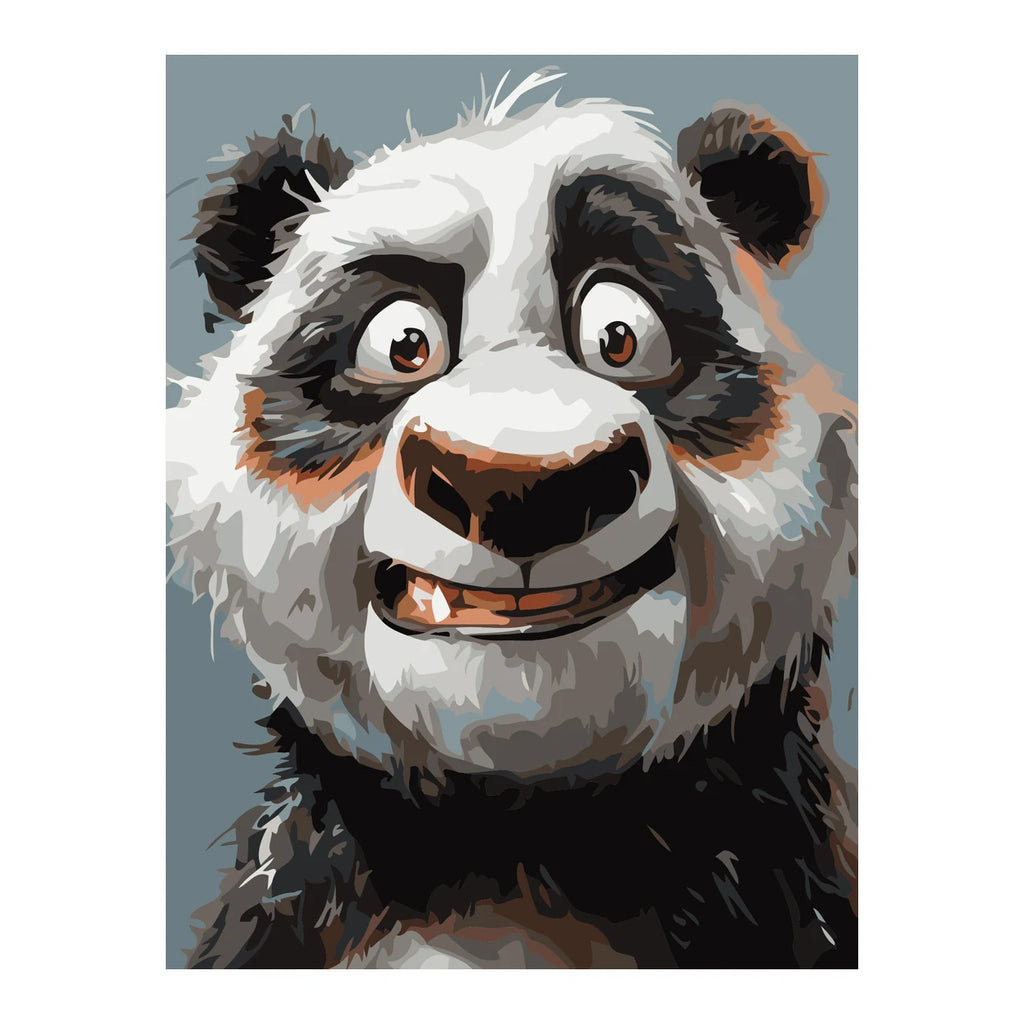 Smiling Panda Portrait completed artwork on a clean white background