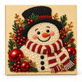 Smiling Snowman pearl painting on a cream canvas, finished-effect illustration