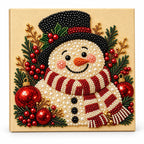 Smiling Snowman pearl painting on a cream canvas, finished-effect illustration