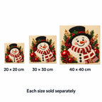 Smiling Snowman size options: 20 × 20, 30 × 30 and 40 × 40 cm; each sold separately. Illustrative comparison.