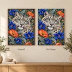 Framed and no-frame options for the Snow Leopard Gentian Frame diamond painting