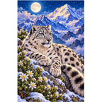 Snow Leopard Himalayan Moon Diamond Painting Kit — original white-background artwork
