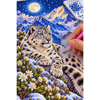 Snow Leopard Himalayan Moon Diamond Painting Kit — diamond painting application process
